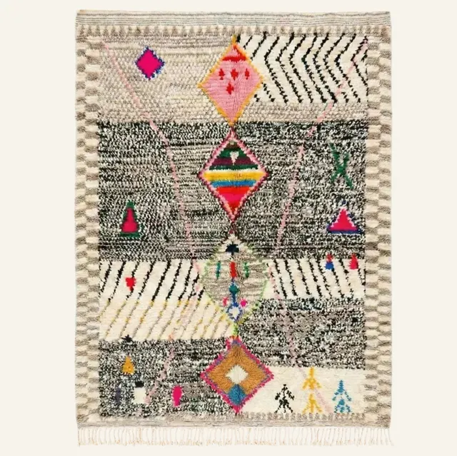 Tapis Beni Ouarain Debdou beige et blanc — tapis beni ouarain