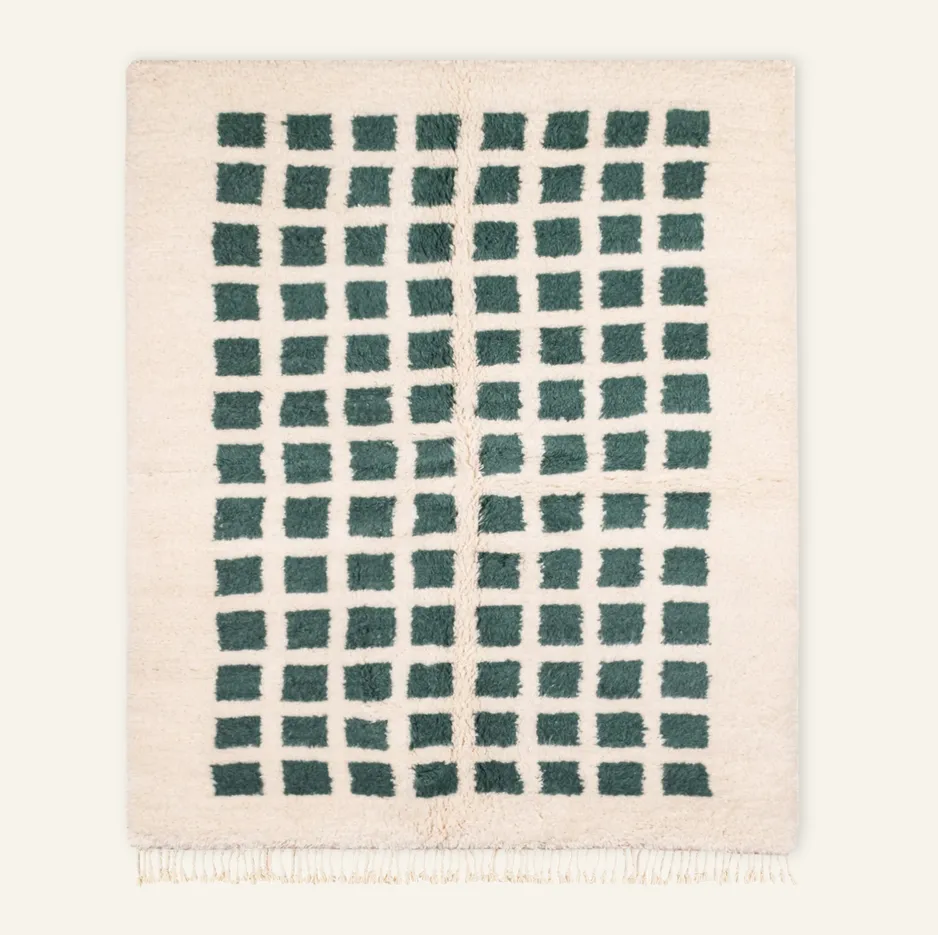 Tapis Beni Ouarain Erfoud beige et rose — tapis beni ouarain tissé à la main