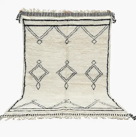 Tapis Beni Ouarain Erfoud noir et blanc — tapis beni ouarain