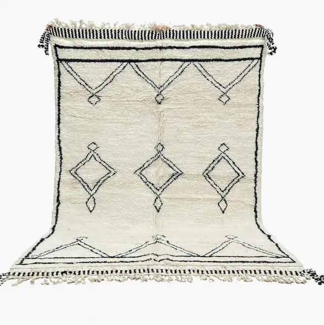 Tapis Beni Ouarain Erfoud noir et blanc — tapis beni ouarain