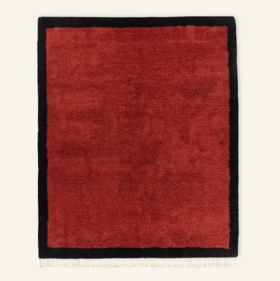 Tapis Beni Ouarain Ghilas rouge — tapis beni ouarain tissé à la main