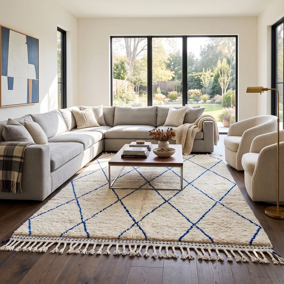 Tapis Beni Ouarain Guelmim bleu, vue 4 sur 4
