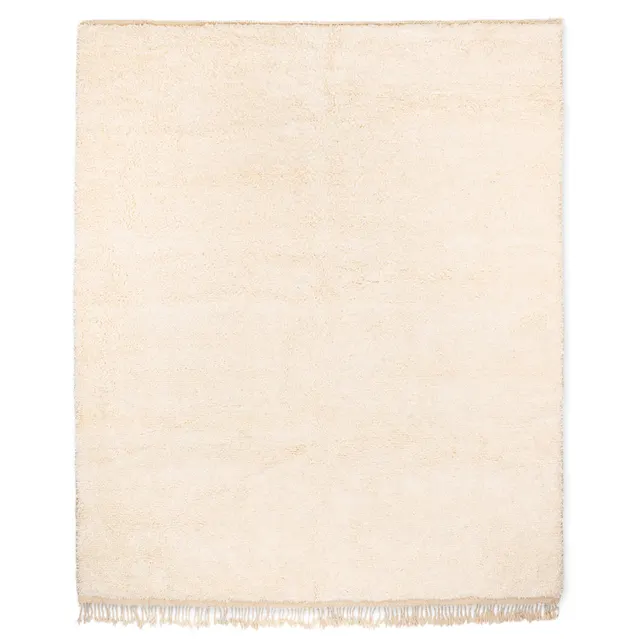 Tapis Beni Ouarain Igherm beige et blanc uni — tapis beni ouarain