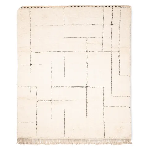 Tapis Beni Ouarain Ijoukak blanc et noir à rayures — tapis beni ouarain