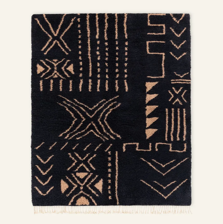 Tapis Beni Ouarain Imilchil beige et blanc — tapis beni ouarain tissé à la main