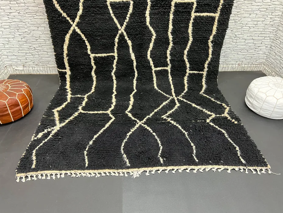 Tapis Beni Ouarain Imilchil noir, vue 4 sur 4