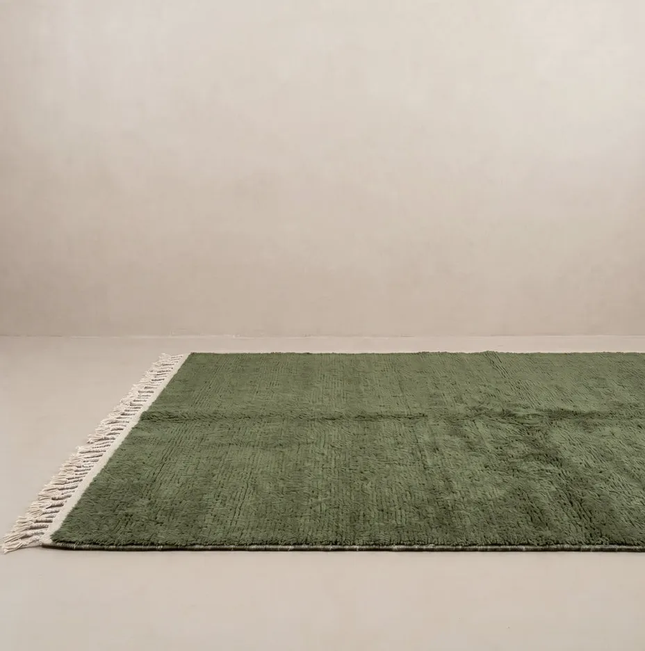 Tapis Beni Ouarain Itzer vert et beige, vue 5 sur 6