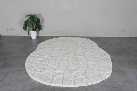 Tapis Beni Ouarain Khémisset crème aux motifs géométriques — tapis beni ouarain