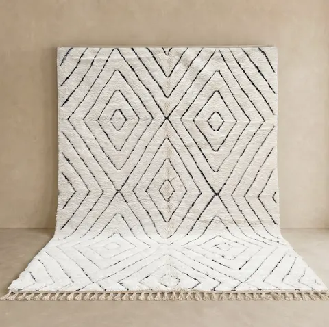 Tapis Beni Ouarain Khémisset crème et blanc — tapis beni ouarain