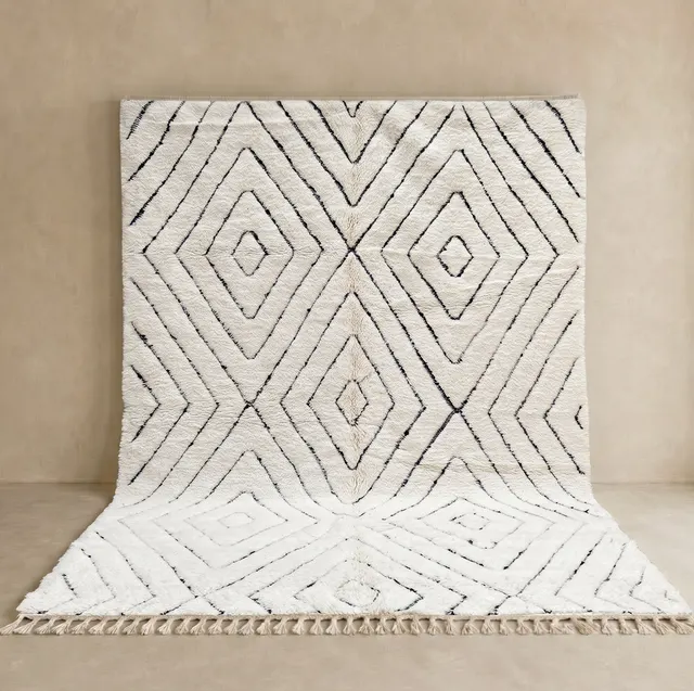 Tapis Beni Ouarain Khémisset crème et blanc — tapis beni ouarain