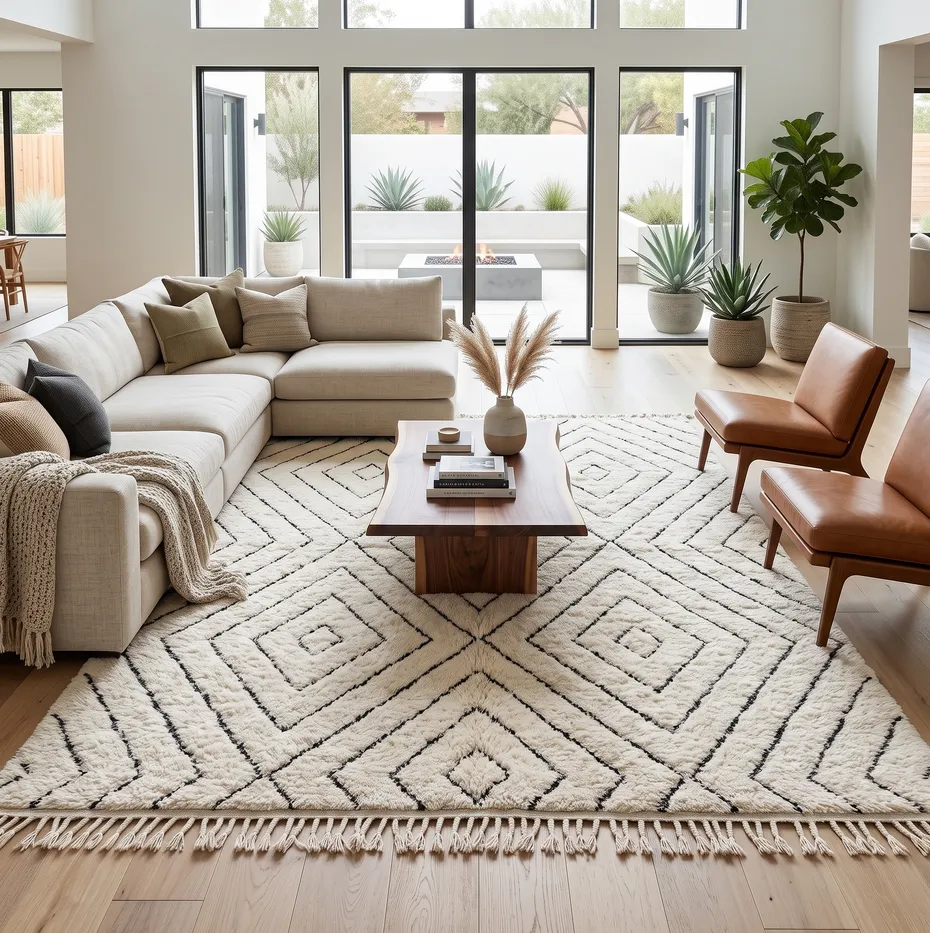 Tapis Beni Ouarain Khémisset crème et blanc, vue 4 sur 4