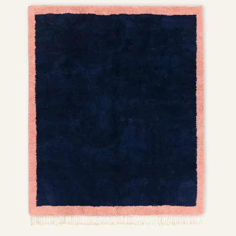 Tapis Beni Ouarain Ksiba bleu et rose — tapis beni ouarain