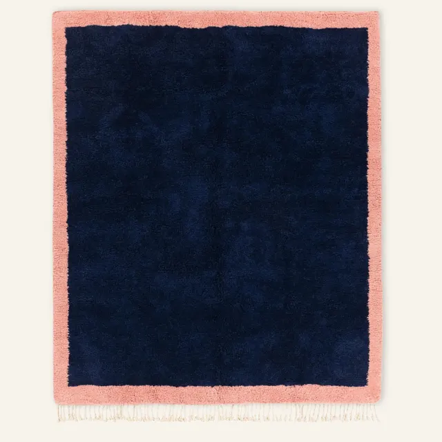 Tapis Beni Ouarain Ksiba bleu et rose — tapis beni ouarain
