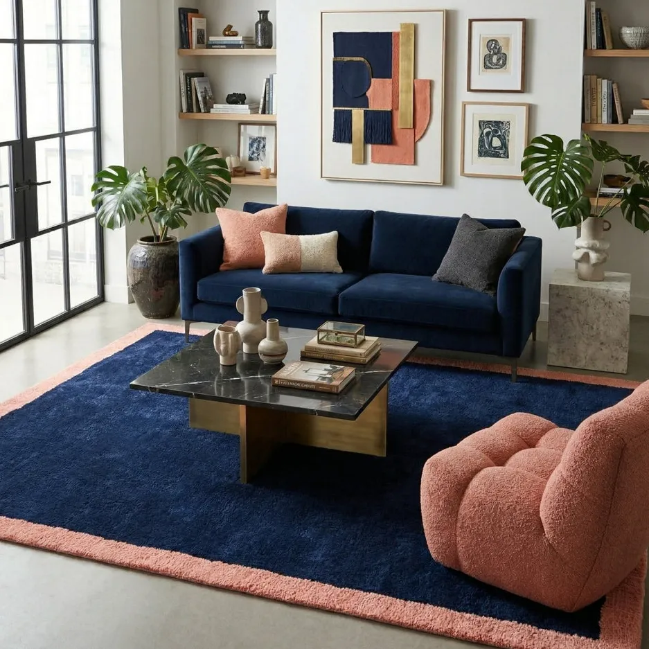 Tapis Beni Ouarain Ksiba bleu et rose, vue 7 sur 7