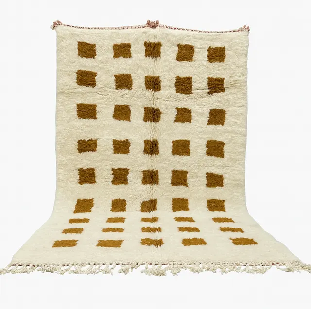 Tapis Beni Ouarain Merzouga marron à damier — tapis beni ouarain
