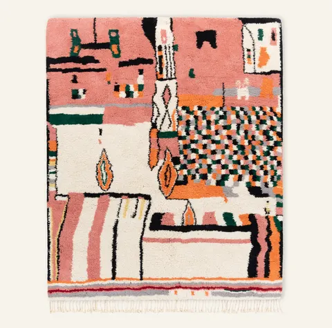 Tapis Beni Ouarain Mhamid beige et blanc — tapis beni ouarain