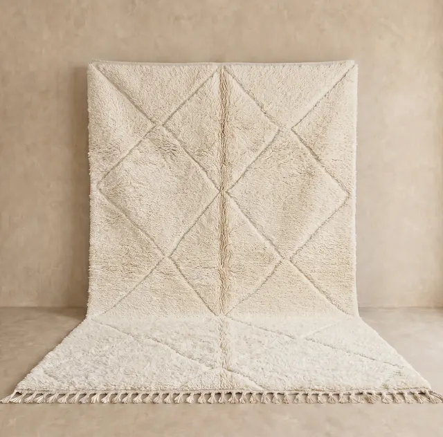 Tapis Beni Ouarain Mhamid crème et blanc — tapis beni ouarain