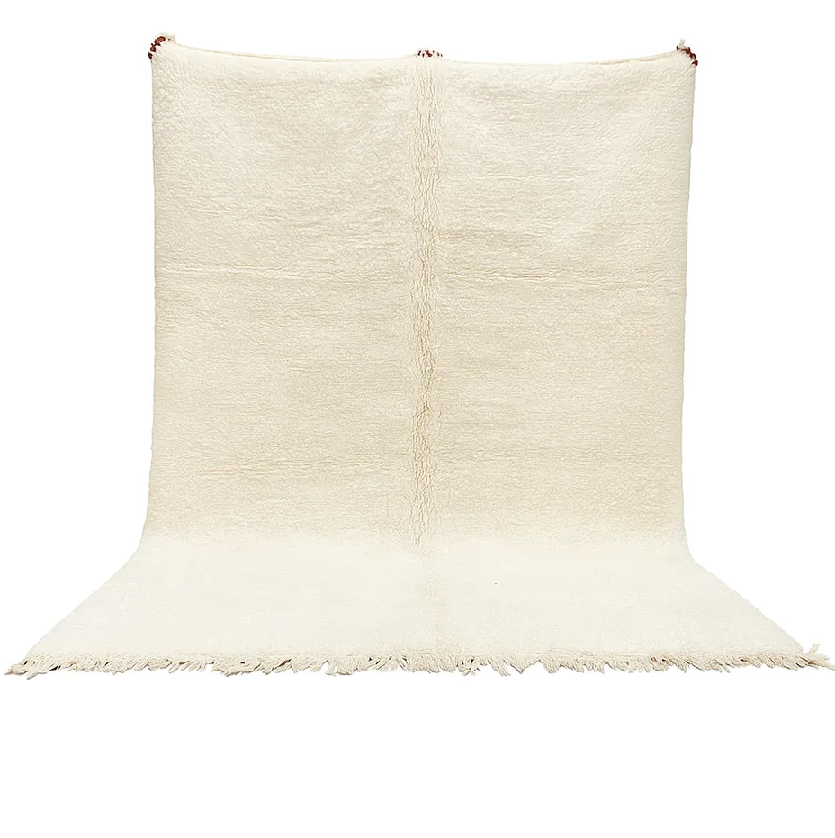 Tapis Beni Ouarain Nfis crème uni — tapis beni ouarain tissé à la main