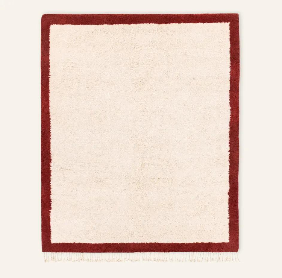 Tapis Beni Ouarain Oualidia rouge — tapis beni ouarain tissé à la main
