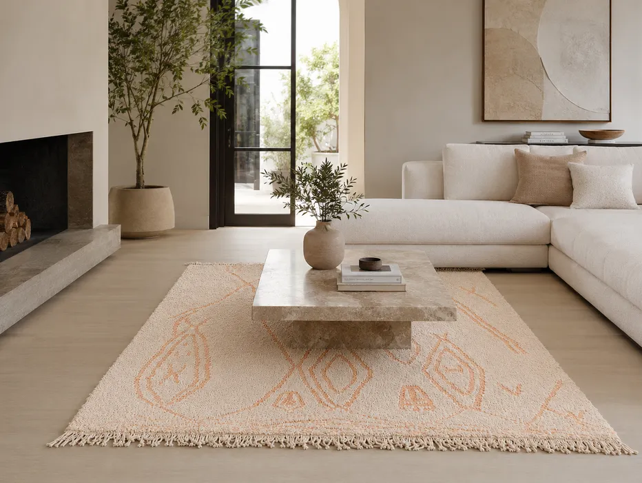 Tapis Beni Ouarain Ouezzane beige, vue 4 sur 7