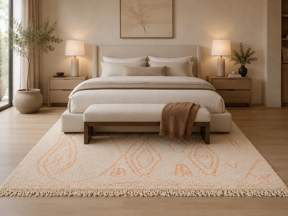 Tapis Beni Ouarain Ouezzane beige, vue 5 sur 7