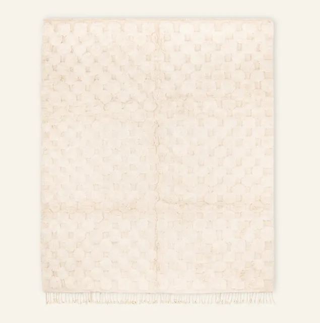 Tapis Beni Ouarain Oukaïmeden beige et blanc — tapis beni ouarain