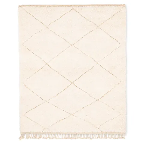 Tapis Beni Ouarain Oukaïmeden blanc aux motifs géométriques — tapis beni ouarain