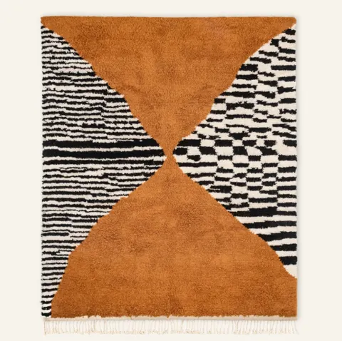Tapis Beni Ouarain Oulmès orange — tapis beni ouarain