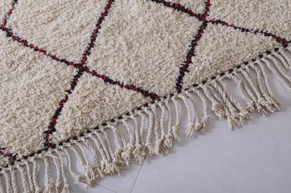 Tapis Beni Ouarain Ourika crème à losanges, vue 7 sur 7