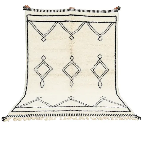 Tapis Beni Ouarain Ourika noir et blanc — tapis beni ouarain