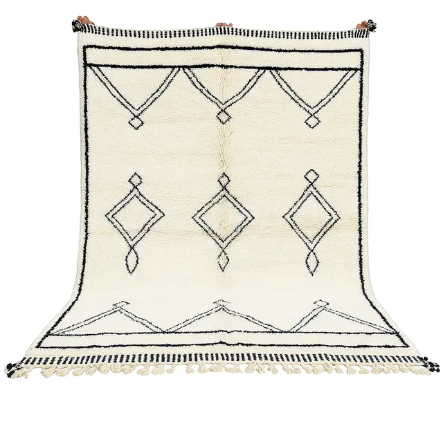 Tapis Beni Ouarain Ourika noir et blanc — tapis beni ouarain