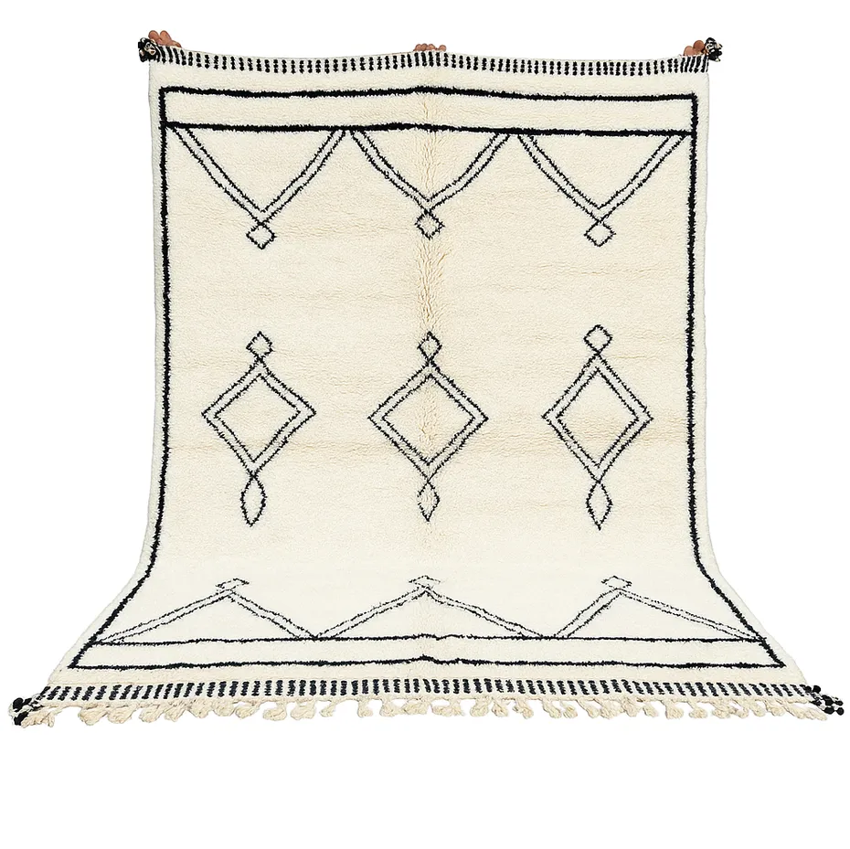 Tapis Beni Ouarain Ourika noir et blanc — tapis beni ouarain tissé à la main