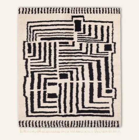 Tapis Beni Ouarain Rissani beige et rose — tapis beni ouarain