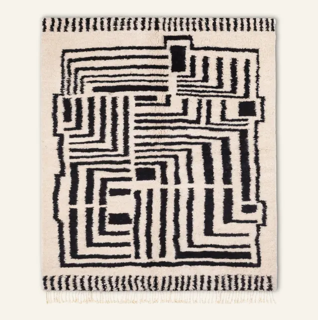 Tapis Beni Ouarain Rissani beige et rose — tapis beni ouarain