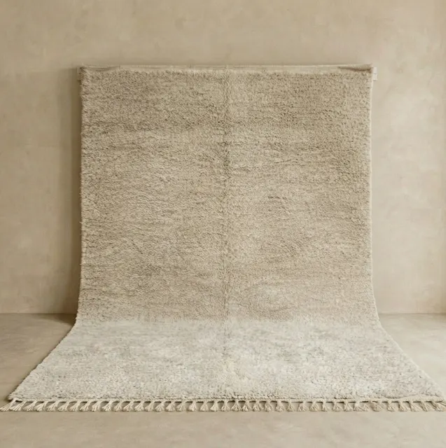 Tapis Beni Ouarain Rommani crème uni — tapis beni ouarain