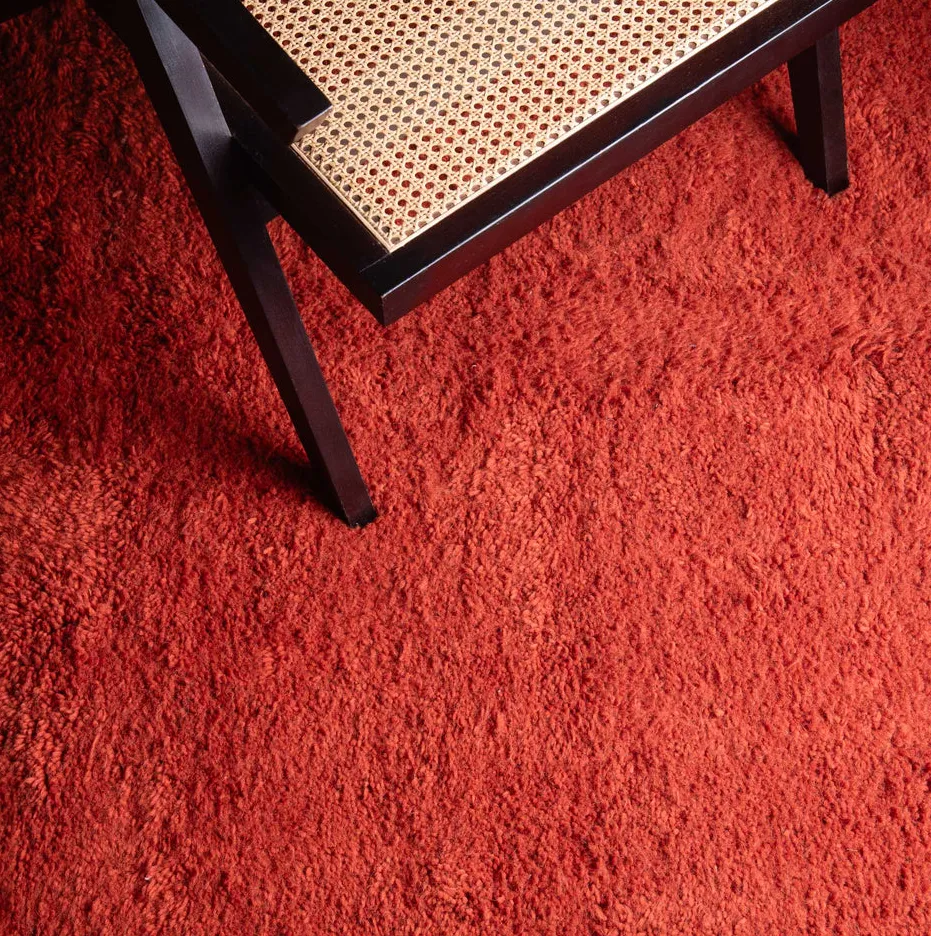 Tapis Beni Ouarain Siman terracotta et beige, vue 6 sur 7
