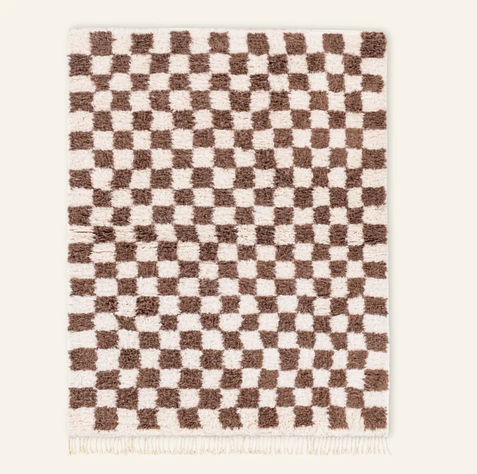 Tapis Beni Ouarain Taddart marron — tapis beni ouarain tissé à la main