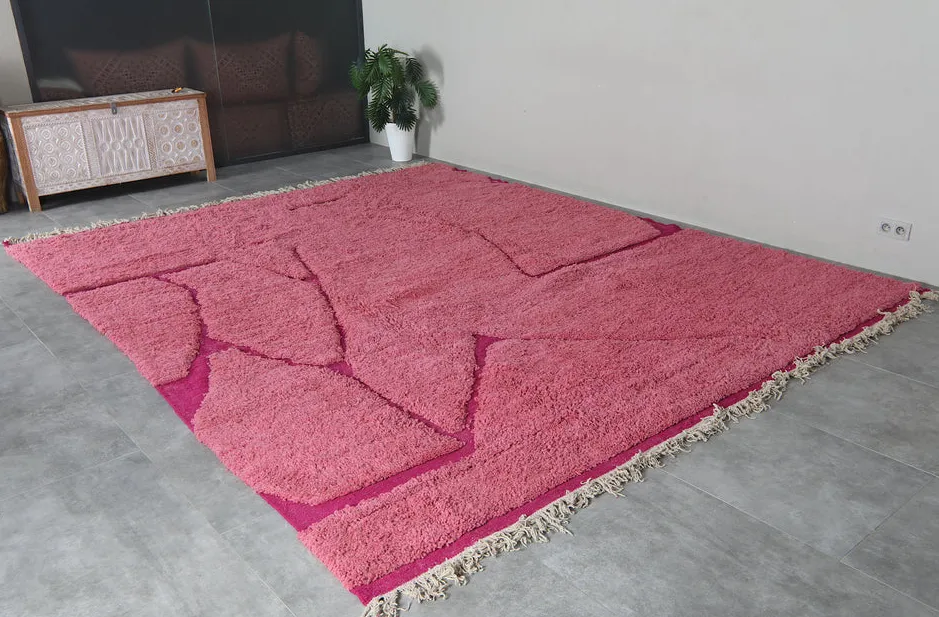 Tapis Beni Ouarain Taghazout rose, vue 6 sur 7