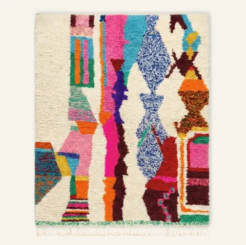 Tapis Beni Ouarain Tagounite beige et blanc — tapis beni ouarain
