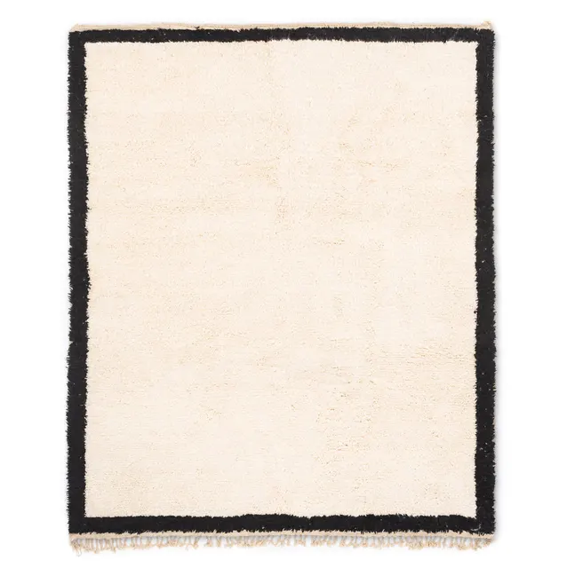 Tapis Beni Ouarain Tahanaout beige et blanc uni — tapis beni ouarain