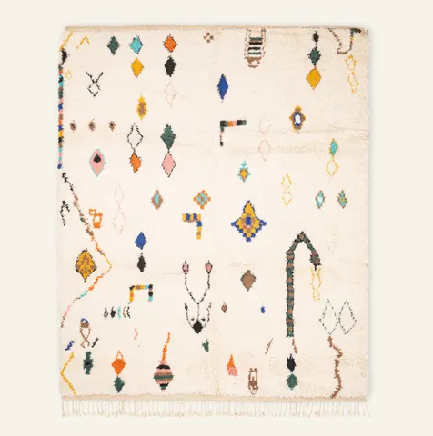 Tapis Beni Ouarain Taliouine beige et blanc — tapis beni ouarain
