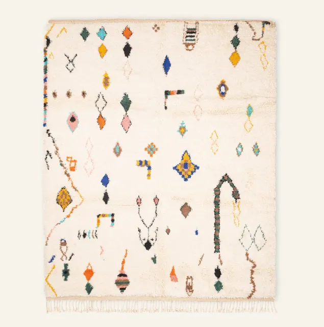 Tapis Beni Ouarain Taliouine beige et blanc — tapis beni ouarain