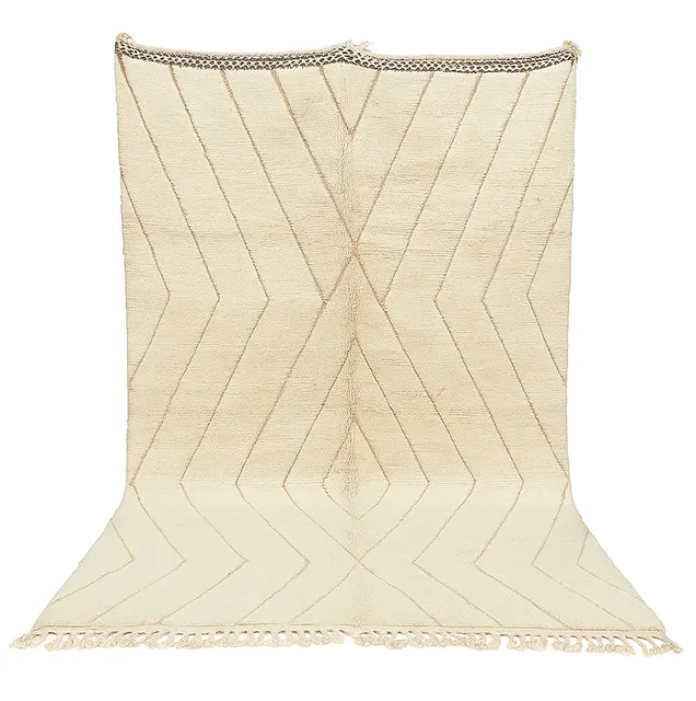 Tapis Beni Ouarain Tamurt beige à lignes — tapis beni ouarain