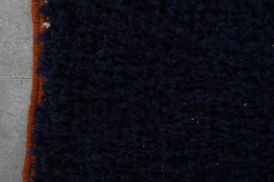 Tapis Beni Ouarain Tarfaya bleu à lignes, vue 7 sur 7