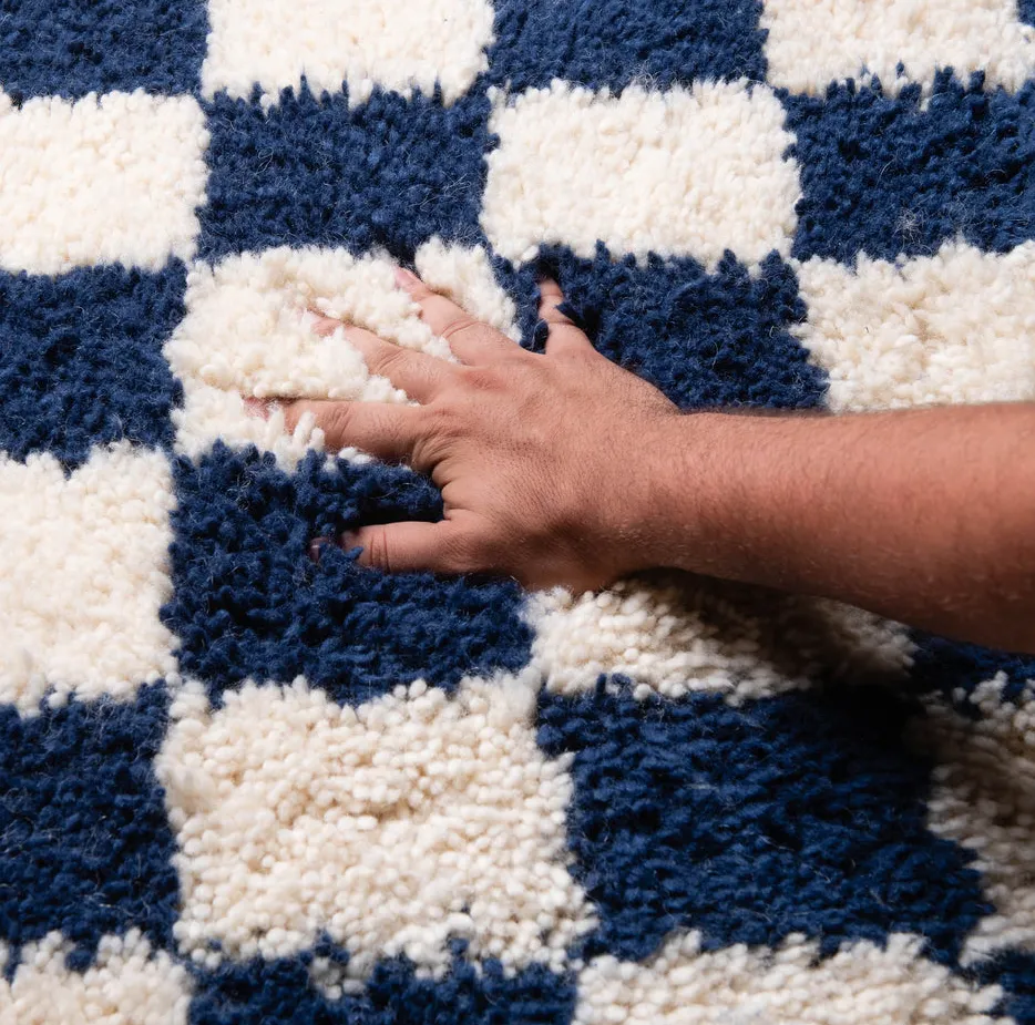 Tapis Beni Ouarain Taroudant bleu, vue 5 sur 7