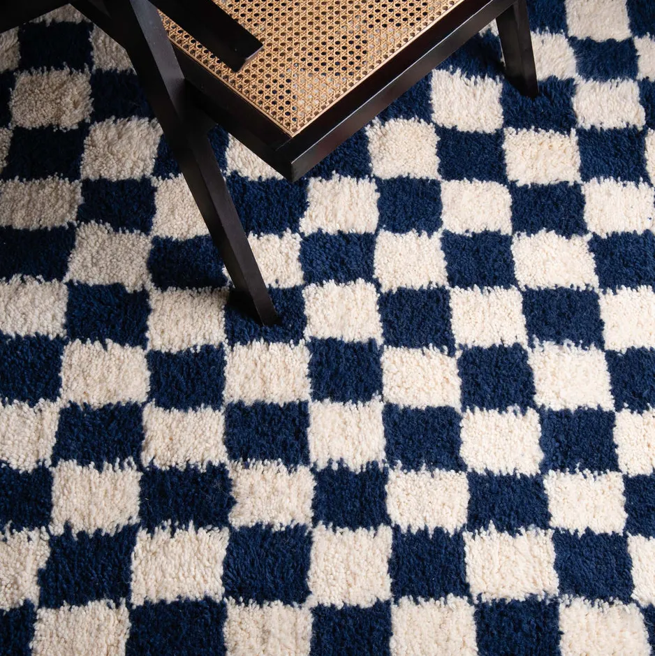 Tapis Beni Ouarain Taroudant bleu, vue 6 sur 7
