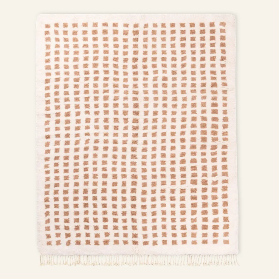 Tapis Beni Ouarain Telouet beige et rose — tapis beni ouarain tissé à la main
