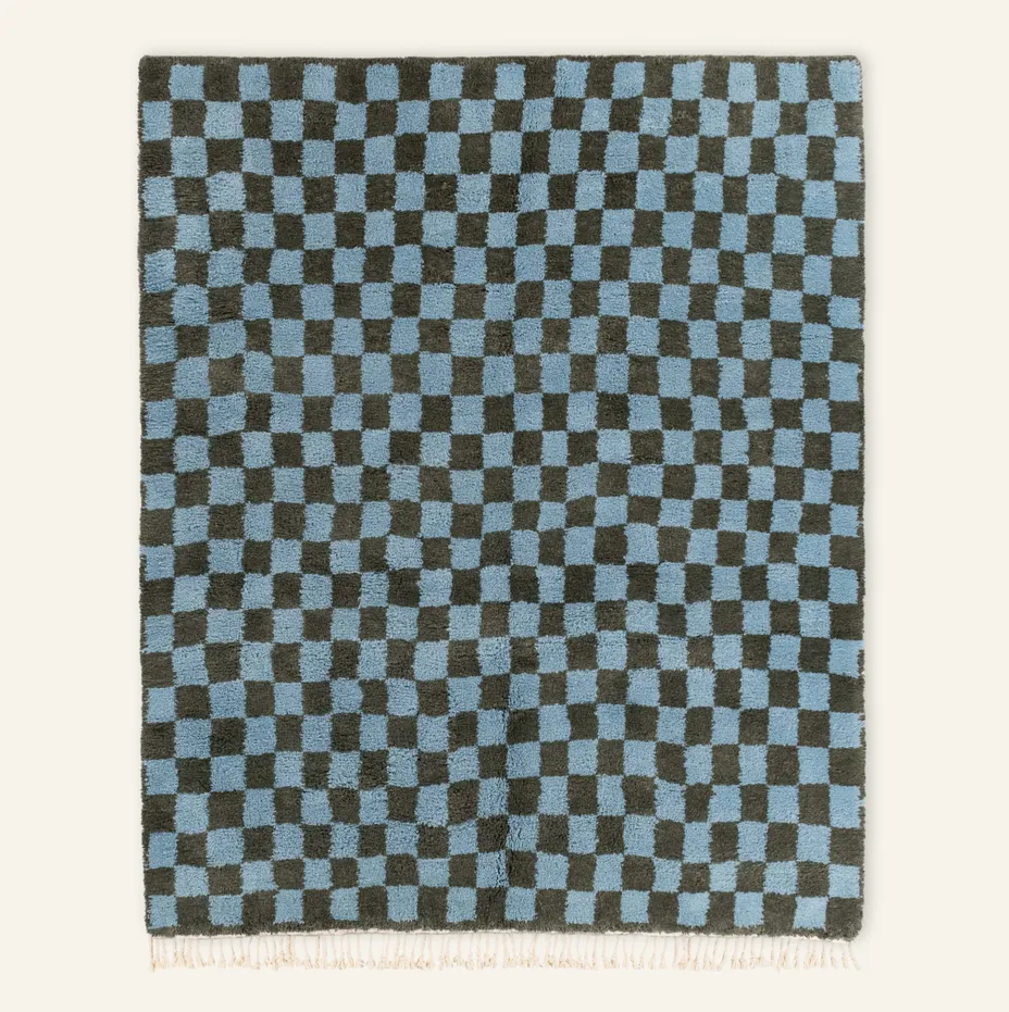 Tapis Beni Ouarain Tensift vert et bleu — tapis beni ouarain tissé à la main