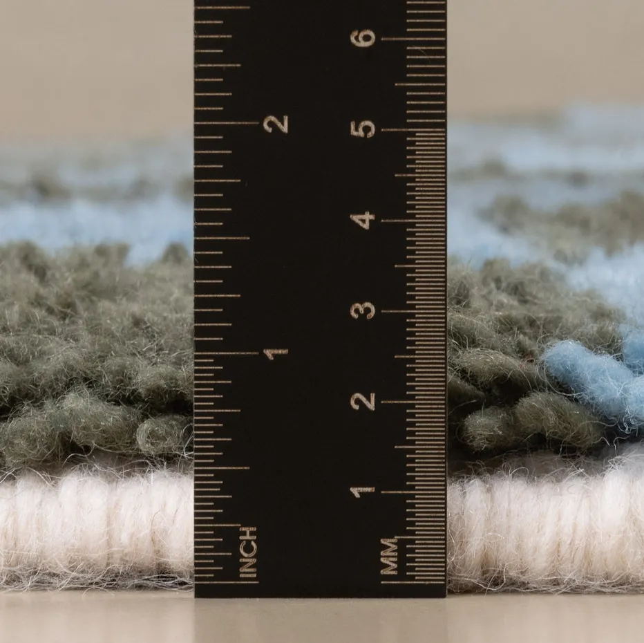 Tapis Beni Ouarain Tensift vert et bleu, vue 5 sur 7