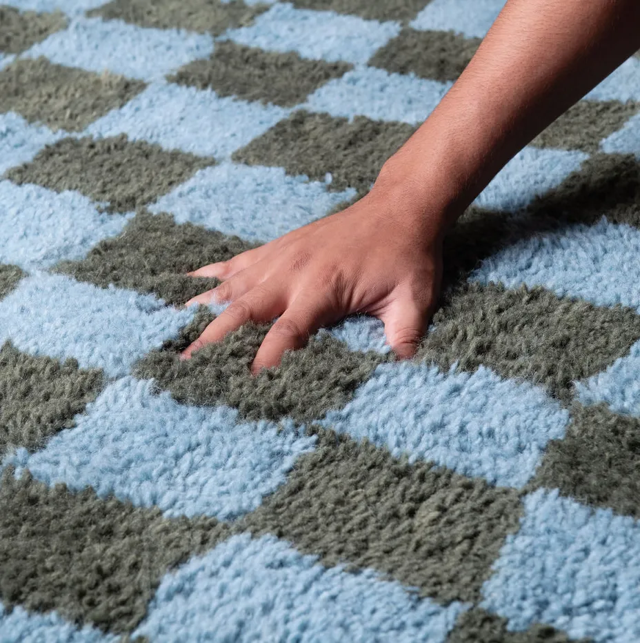 Tapis Beni Ouarain Tensift vert et bleu, vue 6 sur 7